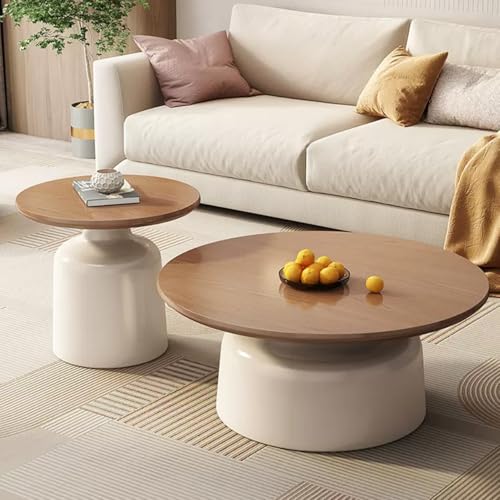 XMLYSMYS Runder Couchtisch, Wohnzimmertisch 2er-Set, Moderner Couchtisch fürs Wohnzimmer, Teetisch, Sofa-Beistelltisch für Wohnzimmer und Schlafzimmer(Yellow) von XMLYSMYS