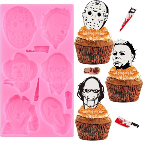 XMOLDNMS Gruselfilm-Charaktere Silikonform Horror-Figuren Fondantformen für Halloween Freunde Kuchendekoration Cupcake Topper Schokolade Süßigkeiten Polymer Clay Gummipaste XMOLDNMS Gruselfilm-Charaktere Silikonform Horror-Figuren Fondantformen für Halloween Freunde Kuchendekoration Cupcake Topper Schokolade Süßigkeiten Polymer Clay Gummipaste von xmoldnms
