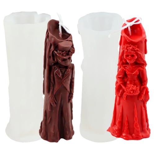 Silikonform für Braut, Bräutigam, Zombies-Kerzenform für Seife, Gips, Bastelarbeiten, Geister, Kunstharzform für Hochzeit, Party, Zuhause, Abendessen, festliche Tage, Auto-Dekoration, 2 Stück Silikonform für Braut, Bräutigam, Zombies-Kerzenform für Seife, Gips, Bastelarbeiten, Geister, Kunstharzform für Hochzeit, Party, Zuhause, Abendessen, festliche Tage, Auto-Dekoration, 2 Stück von XMOX