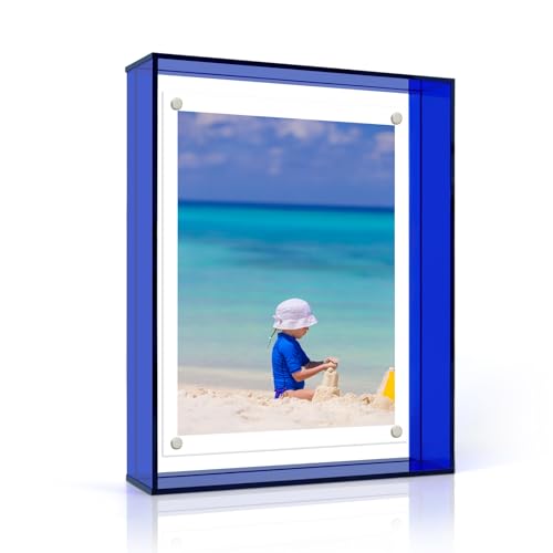 XMQMCF Acryl-Bilderrahmen, schwebender magnetischer Fotorahmen für Desktop- oder Wanddekoration, 20,3 x 25,4 cm, Blau XMQMCF Acryl-Bilderrahmen, schwebender magnetischer Fotorahmen für Desktop- oder Wanddekoration, 20,3 x 25,4 cm, Blau von XMQMCF