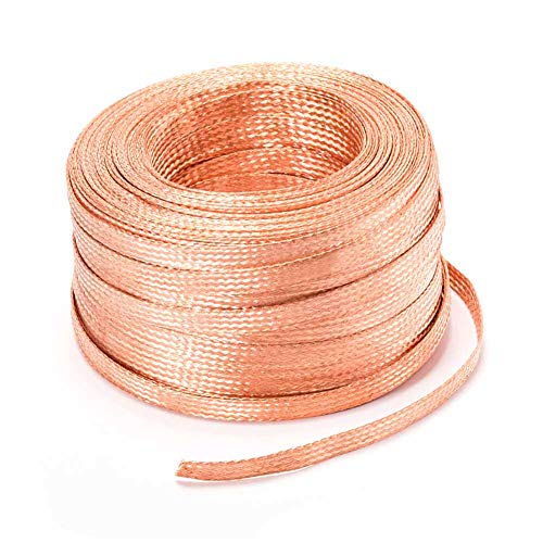 XMRISE Flach Kupferschirmumseilung Beidraht Kabel Strom Stranded Bare Flexibler gewundener Erdleitung leitfähigen Leiter 5m,6#:1.2mmx12mmx5m/16.4ft von XMRISE