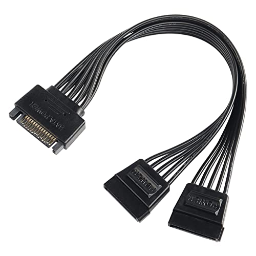 XMSJSIY SATA Stromkabel, Y Splitter Kabel Adapter Stecker 15-Pin SATA Stecker auf Dual weibliche Festplatte HDD SSD Verlängerung Stromkabel-22cm von XMSJSIY