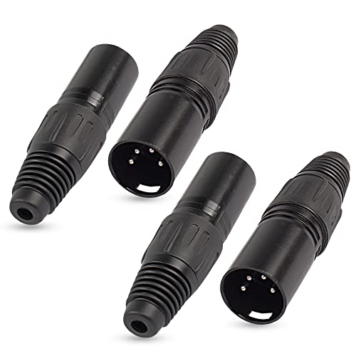 4 Pin XLR Stecker Steckverbinder, 4 Pin XLR-M Stecker Audio Mic Mikrofonstecker, XLR Kabelenden Löten Typ Ersatz M-Stecker Audio Buchse-4PCS von XMSJSIY