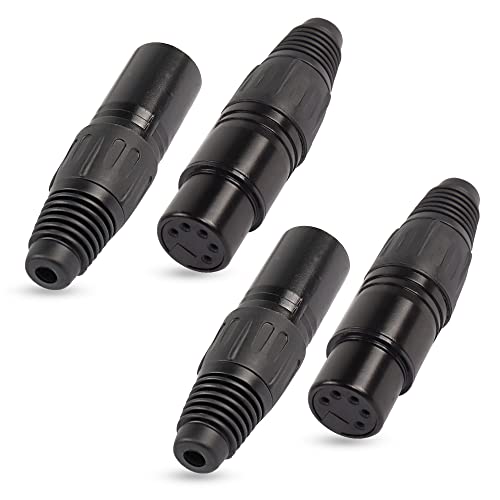 5 Pin XLR Buchsenstecker, 5 Pin XLR-F Stecker Audio Mic Microphone Connector, XLR Kabelenden Ersatz F-Plug Audio Buchse-4PCS von XMSJSIY