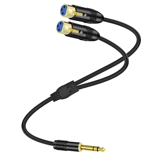 XMSJSIY 1/4" 6.35mm TRS zu Dual XLR Y Splitter Stereo Audio Kabel 1/4 Zoll TRS zu 2 XLR Mikrofon Patch Adapter Kabel für Lautsprecher Mic Gitarre Mixer AMP - 0.5M/1.6FT (1/4" TRS auf Dual XLR Buchse) von XMSJSIY