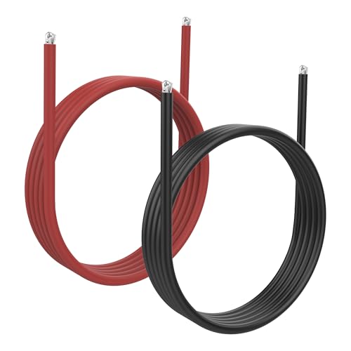 XMSJSIY 10 Messgerät Draht Silikon Elektrisches Kabel Rot, Schwarz 10 AWG Draht Batterie Kabel Sauerstofffreies Stranded Zinned Kupferdraht für RC Auto Marine Batterie Klemmkabel (1 M / 3.28 FT) von XMSJSIY