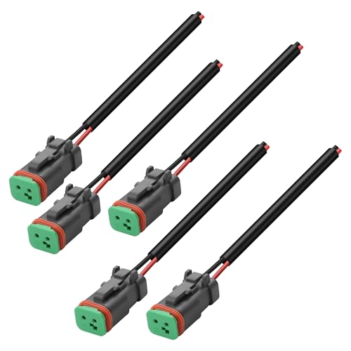 XMSJSIY 2-Pin DT-Steckverbinder Wasserdichte 2-Draht-Steckverbinder Automobil DT Verbinder Stecker Kabelbaum 2Pin Pigtail Kabel mit Schrumpfschlauch für Auto LED Arbeitslicht-5 Kits (Buchse) von XMSJSIY