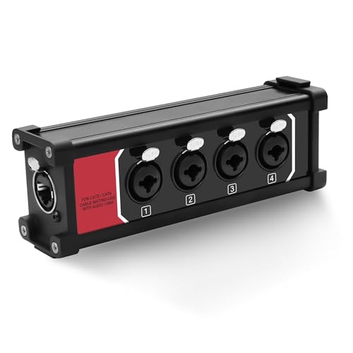 XMSJSIY 4-Kanal Multi Audio Snake Box 4.6.35mm 1/4" TRS Stereo Weiblich zu RJ45 Ethercon Weiblich Extender über Cat5/6 Ethercon für Stage Sound und Recording Studio (B) von XMSJSIY