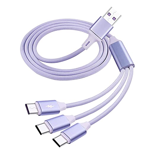 XMSJSIY 66W USB auf USB C Schnellladekabel 6A Schnellladekabel Splitter 3 in 1 USB Stecker auf Typ C Stecker Ladegerät/Datenkabel für Handy, Tablets und mehr-1.5M von XMSJSIY