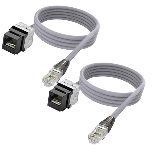 XMSJSIY CAT 6A Keystone Ethernet Verlängerungskabel RJ45 8P8C Keystone Buchse zu Stecker Netzwerk Adapter LAN Kabel Internet Draht für Router Modem PC-1.5M/4.9FT 2PCS (Keystone Buchse zu Stecker) von XMSJSIY