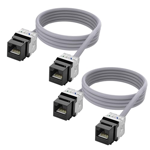 XMSJSIY CAT 6A Keystone Koppler Ethernet Kabel RJ45 8P8C Keystone Buchse zu Buchse Jack Netzwerk Extender LAN Kabel Internet Kabel für Router Modem PC - 1.5M/4.9FT 2PCS (Keystone Buchse zu Buchse) von XMSJSIY