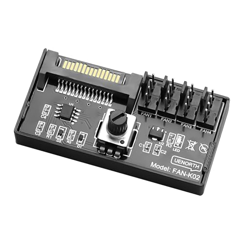 XMSJSIY Cooling Fan Speed Knob Controller Lüfterdrehzahlregler 12V 4 Pin PWM PC Chassis Fan Adapter Hub Power Supplied with SATA Interface for 4 Fans -1 PC XMSJSIY Cooling Fan Speed Knob Controller Lüfterdrehzahlregler 12V 4 Pin PWM PC Chassis Fan Adapter Hub Power Supplied with SATA Interface for 4 Fans -1 PC von XMSJSIY