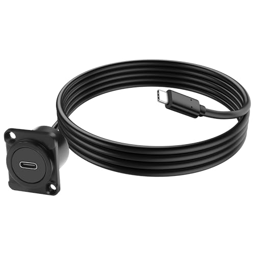 XMSJSIY D-Typ USB C 3.0 Panel Mount Verlängerungskabel Typ-C Stecker auf C Buchse Panl Sockel Verbinder Drahtkabel für Datenübertragung und Aufladung-1M/3.2FT (D-Typ) von XMSJSIY