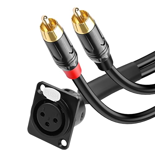 XMSJSIY D-Typ XLR zu RCA Kabel Stereo Audio Y Splitter Kabel D-Typ XLR zu Dual RCA HiFi Audio Stecker Mikrofonkabel für Mixer Lautsprecher Verstärker – 1M/3.28FT (Buchse auf Dual Stecker) von XMSJSIY