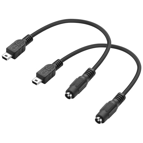 XMSJSIY DC 5.5.2.1mm auf Mini USB Netzadapter Verbinder Ladekabel DC 5521 Buchse auf Mini USB 5 Pin Stecker Netzteil Verlängerungskabel für Kamera, kleiner Ventilator, MP3, MP4-20CM/7.8IN 2PCS von XMSJSIY