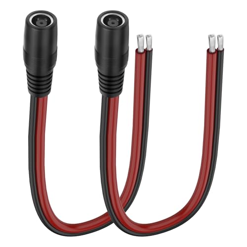 XMSJSIY DC 7.9x0.9mm 8mm Power Pigtails Kabel 14AWG DC7909 zu Bare Wire Open End Reparatur Draht Stromversorgung Barrel Verbinder Pigtail für Solar Laptop - 30CM / 0.98FT 2PCS (DC Buchse) von XMSJSIY