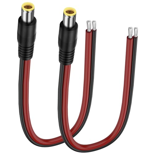 XMSJSIY DC 7.9x0.9mm 8mm Power Pigtails Kabel 14AWG DC7909 zu Bare Wire Open End Reparatur Draht Stromversorgung Barrel Verbinder Pigtail für Solar Laptop - 30CM / 0.98FT 2PCS (DC Stecker) von XMSJSIY
