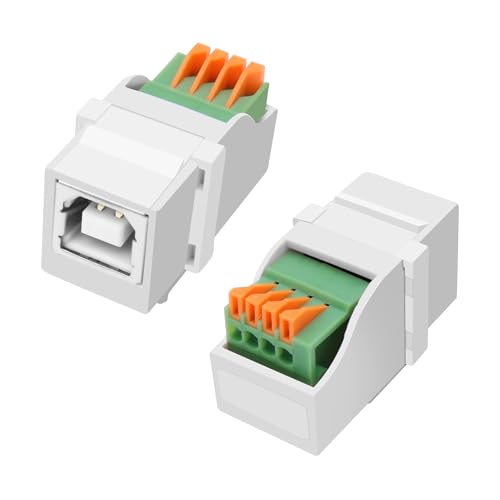 XMSJSIY Keystone USB 2.0 Typ-B-Buchse, lötfreier Stecker auf 4-polige Crimpklemmen, Blockbuchse, Druckeradapter für Drucker, Scanner, Erweiterung, Reparatur, 2 Stück von XMSJSIY