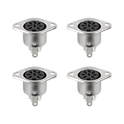 XMSJSIY MIDI DIN 8-Pin Panel Mount Socket Buchse Verbinder Metall Chassis Audio Verbinder Buchse für MIDI Tastatur, elektronisches Klavier Audio-Video Ausrüstung - 4PCS (DIN 8 Pin) von XMSJSIY