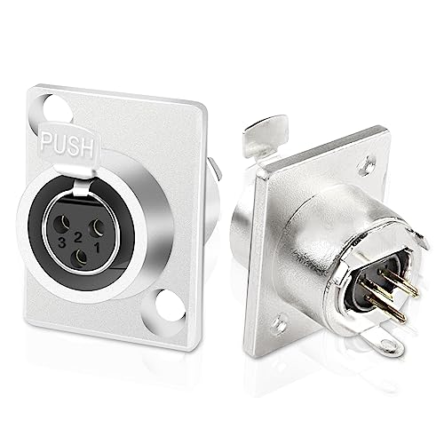 XMSJSIY Mini XLR Panel Mount Buchse Buchse Stecker 3 Pin Mini XLR Buchse Audio Lautsprecher Mikrofon Adapter 2 Stück (3 Pin) von XMSJSIY