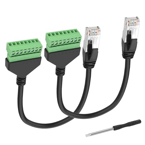 XMSJSIY RJ45 Schraubklemmenadapter RJ45 auf 8Pin Klemmenadapter RJ45 Ethernet Extender Netzwerkanschluss RJ45 8P8C Stecker auf 8Pin lötloses Klemmenausbruch Board Kabel für CCTV Cat5/6/7-2PCS von XMSJSIY
