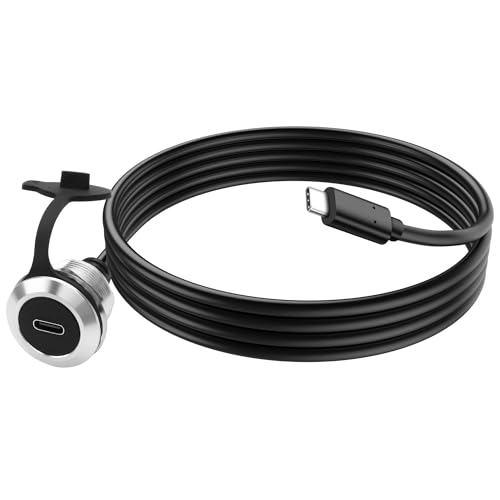 XMSJSIY USB C Typ-C 3.0 Panel Mount Verlängerungskabel Typ-C Stecker auf Typ-C Buchse Panl Sockel Verbinder Drahtkabel mit Staubabdeckung für Datenübertragung und Aufladung - 1M/3.2FT (Rund) von XMSJSIY