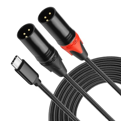 XMSJSIY USB C auf Dual XLR Mikrofonkabel Typ C Stecker auf XLR Stecker Stereo Verstärker Kabel Audio Stecker Kabel Kompatibel mit PC Telefon Tablet Power Amplifier Audio Kabel – 2M/6.56FT von XMSJSIY