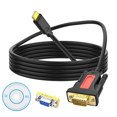XMSJSIY USB Typ C auf RS232 DB9 Serielle Adapter Kabel Stecker auf Stecker Konverter Kabel PL2303 Chipsatz mit DB9 Buchse auf Buchse Koppler Stecker für Win11/10/8.1/7/XP/Vista/Mac OS -1.5M/4.9FT von XMSJSIY