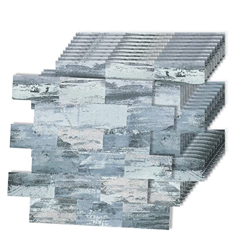 XMTECH 10 Stück Fliesenaufkleber 34 x 29 cm, Badezimmer Fliesenfolie Fliesensticker für Bad Küche, Selbstklebend Wandfliesen, PVC Metro Fliesen Selbstklebend Fliesendekor Geprägte Textur C von XMTECH