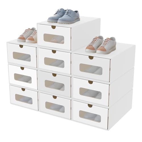 XMTECH 10 Stück Schuhaufbewahrung mit Sichtfenster Aufbewahrungsbox Schuhboxen Sneakerbox Storage Box Schuhkarton Schuhschachtel Schublade Pappe aus Kraftpapier, Weiß XMTECH 10 Stück Schuhaufbewahrung mit Sichtfenster Aufbewahrungsbox Schuhboxen Sneakerbox Storage Box Schuhkarton Schuhschachtel Schublade Pappe aus Kraftpapier, Weiß von XMTECH