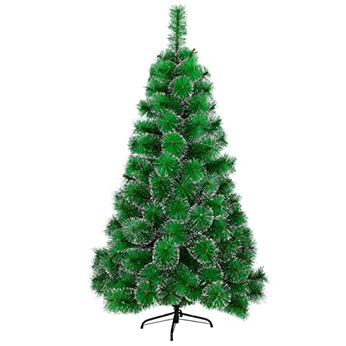 XMTECH 120cm künstlich PVC Weihnachtsbaum Christbaum Tannenbaum mit Ständer schwer entflammbarer Grün Tannennadeln mit Schnee-Effekt von XMTECH
