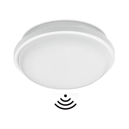 XMTECH 15W LED Deckenleuchte Moderne Rund Deckenlampe Wandlampe IP44 Wasserdicht (Kaltweiß mit Bewegungsmelder) von XMTECH