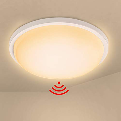 XMTECH 15W LED Deckenleuchte Moderne Rund Deckenlampe Wandlampe IP44 Wasserdicht (Warmweiß mit Bewegungsmelder) von XMTECH
