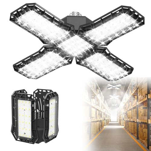 XMTECH 2 Stück 60W Garagenleuchte Werkstattlampe LED Verformbare Garagenbeleuchtung Werkstatt Deckenleuchte, E26/E27 Bay Licht für Keller Geschäft, Lagerraum von XMTECH