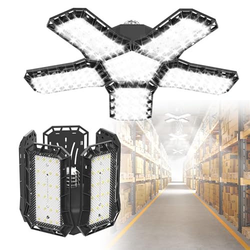 XMTECH 2 Stück 72W Garagenleuchte Werkstattlampe LED Verformbare Garagenbeleuchtung Werkstatt Deckenleuchte, E26/E27 Bay Licht für Keller Geschäft, Lagerraum von XMTECH
