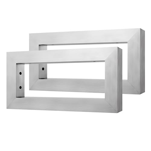 XMTECH 2 Stück Wandkonsole Silber für Waschtisch, 300x150 mm Waschtisch-Halterung stabil, Waschtischhalterung Waschtischkonsole Rechteck, Konsolen-Träger für Waschbecken & Wand-Regal von XMTECH