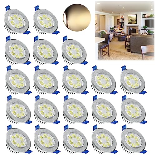 XMTECH 20x3W LED Einbaustrahler Deckenspots Led Spots 230V Warmweiß Deckeneinbauleuchte Deckenstrahler Einbauleuchten Led Spots Set von XMTECH