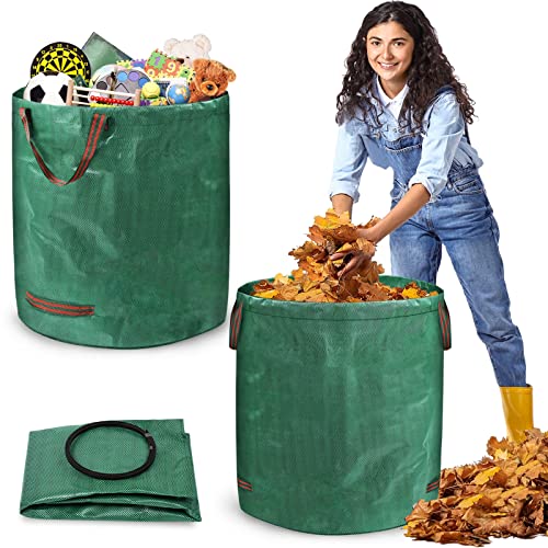 XMTECH 2X Gartenabfallsäcke 272 L,Gartensäcke für Grünabfall mit Griffen,Stabil Wasserdicht UV-Beständig robuste Polypropylen-Gewebe (PP) 150g/m²,faltbar,Laubsäcke & Gartensäcke von XMTECH