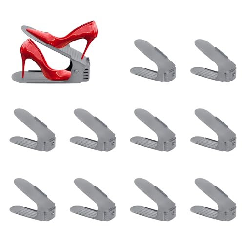 XMTECH 30 Stück Einstellbare Schuhregale Set Schuhstapler Schuhhalter 3 höhenverstellbar Schuhorganizer Platzsparend Kunststoff-Grau XMTECH 30 Stück Einstellbare Schuhregale Set Schuhstapler Schuhhalter 3 höhenverstellbar Schuhorganizer Platzsparend Kunststoff-Grau von XMTECH