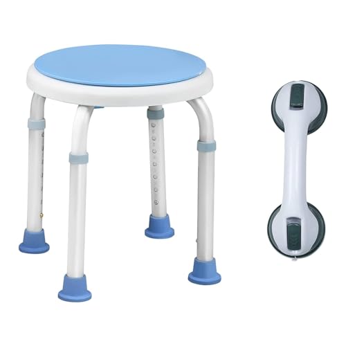 XMTECH 360°Drehbarer Duschhocker Duschstuhl Badehocker+ Badewannengriff Haltegriff Saugnapf Haltegriffe Schwangere für EIN Duschen und Baden von XMTECH