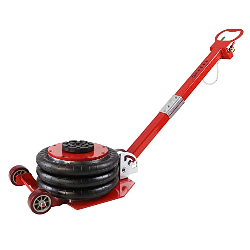 XMTECH 3T Pneumatischer Wagenheber 6600 lbs, Luftkissenheber Luftheber Luftkissen Wagenheber 3 Ringe Druckluft Drehbaren Hebebühne für Familienautos KFZ PKW - Rot von XMTECH