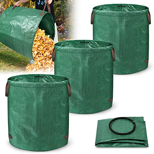 XMTECH 3X Gartenabfallsäcke 272 L,Gartensäcke für Grünabfall mit Griffen,Stabil Wasserdicht UV-Beständig robuste Polypropylen-Gewebe (PP) 150g/m²,faltbar,Laubsäcke & Gartensäcke von XMTECH
