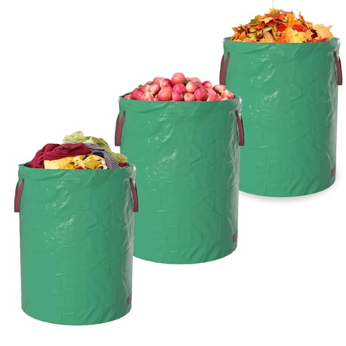 XMTECH 3X Gartenabfallsäcke 500 L,Gartensäcke für Grünabfall mit Griffen,Stabil Wasserdicht UV-Beständig robuste Polypropylen-Gewebe (PP) 150g/m²,faltbar,Laubsäcke & Gartensäcke von XMTECH