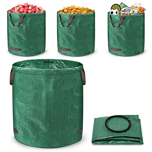 XMTECH 4X Gartenabfallsäcke 272 L,Gartensäcke für Grünabfall mit Griffen,Stabil Wasserdicht UV-Beständig robuste Polypropylen-Gewebe (PP)150g/m²,faltbar,Laubsäcke & Gartensäcke von XMTECH
