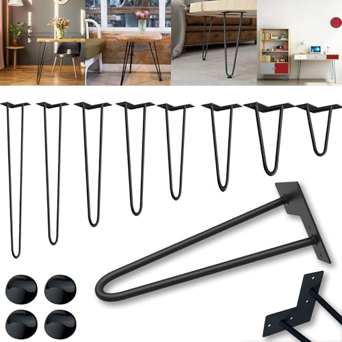XMTECH 4er Set Hairpin Legs Tischbeine 20cm mit 2-Stange Bein Schwarz, Haarnadel Möbelfüße mit Bodenschoner und Schrauben, DIY Tischkufen Haarnadelbeine XMTECH 4er Set Hairpin Legs Tischbeine 20cm mit 2-Stange Bein Schwarz, Haarnadel Möbelfüße mit Bodenschoner und Schrauben, DIY Tischkufen Haarnadelbeine von XMTECH