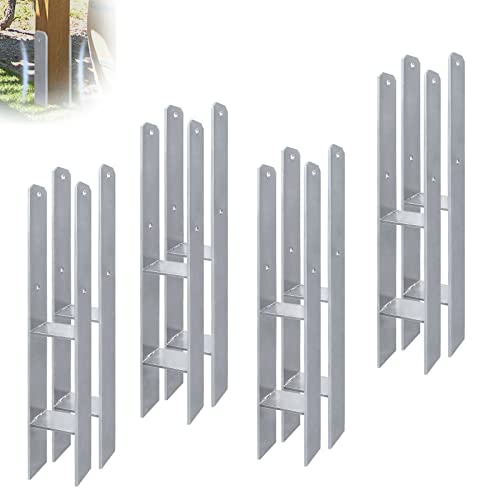 XMTECH 6 Stück H-Pfostenträger H-Anker Langlebig, Gesamthöhe: 600 mm, Materialstärke: 5 mm, Breite: 101 mm,Vierkantholzpfosten für Pfosten Zaun, Carports, Stelzenhäuser von XMTECH