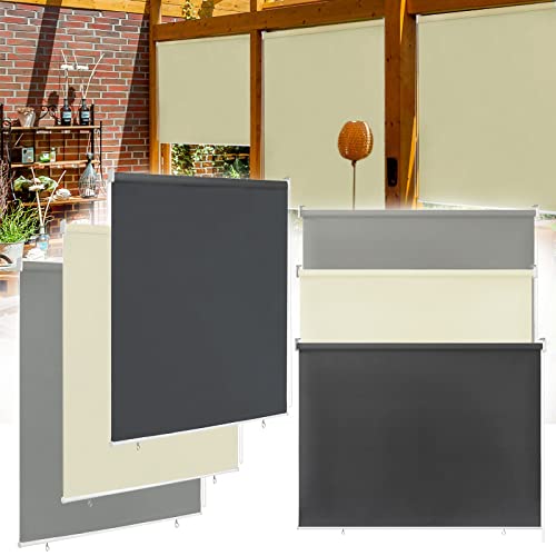 XMTECH Außenrollo Senkrechtmarkise Balkonrollo Sichtschutz Sonnenschutzrollo 180x140 cm Anthrazit,Outdoorrollo Sonnenschutz Reflektierende Thermofunktion für Fenster & Türen,UV Schutz von XMTECH