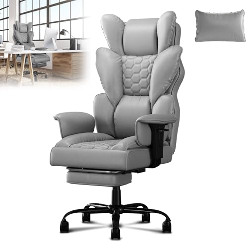 XMTECH Bürostuhl ergonomisch,Ergonomischer Chefsessel, PU-Leder Bürostuhl mit hoher Rückenlehne, Fußstütze & gepolsterte Armlehnen, bequem, Grau XMTECH Bürostuhl ergonomisch,Ergonomischer Chefsessel, PU-Leder Bürostuhl mit hoher Rückenlehne, Fußstütze & gepolsterte Armlehnen, bequem, Grau von XMTECH