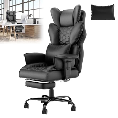 XMTECH Bürostuhl ergonomisch,Ergonomischer Chefsessel, PU-Leder Bürostuhl mit hoher Rückenlehne, Fußstütze & gepolsterte Armlehnen, bequem, Schwarz XMTECH Bürostuhl ergonomisch,Ergonomischer Chefsessel, PU-Leder Bürostuhl mit hoher Rückenlehne, Fußstütze & gepolsterte Armlehnen, bequem, Schwarz von XMTECH