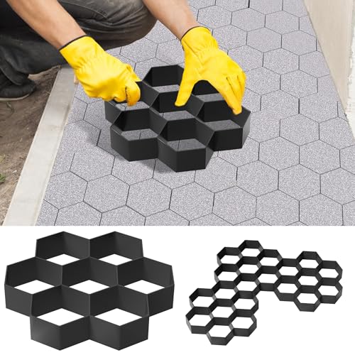 XMTECH DIY Pflasterform Gehweg Betonform Schalungsform aus Kunststoff, Unregelmäßig Schalungsform Betonpflaster Gießform für Trittsteinen Rasenbahnen Garten, 1 Stück Sechseck von XMTECH